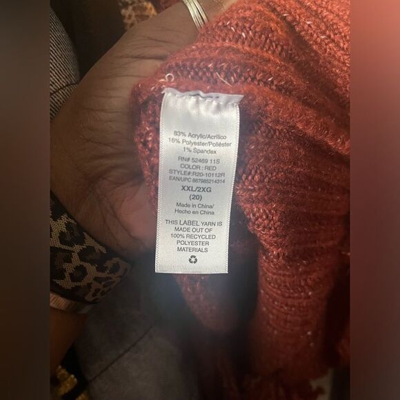 Scoop rust fringe cardigan sweater w/belt sz XXL(20) - Picture 5 of 8